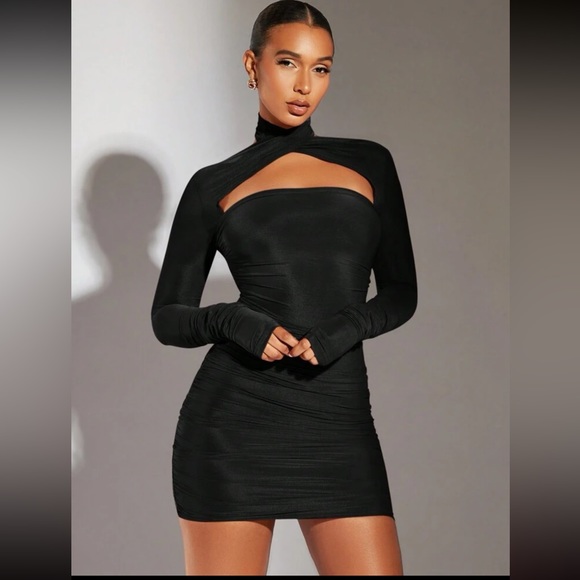 Rebellious Rose Dresses & Skirts - Cut Out Halter Neck Ruched Bodycon Dress